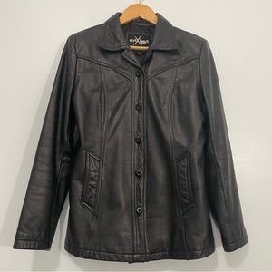 Wilsons Maxima Vintage Y2K Black Blazer Leather Jacket Size M